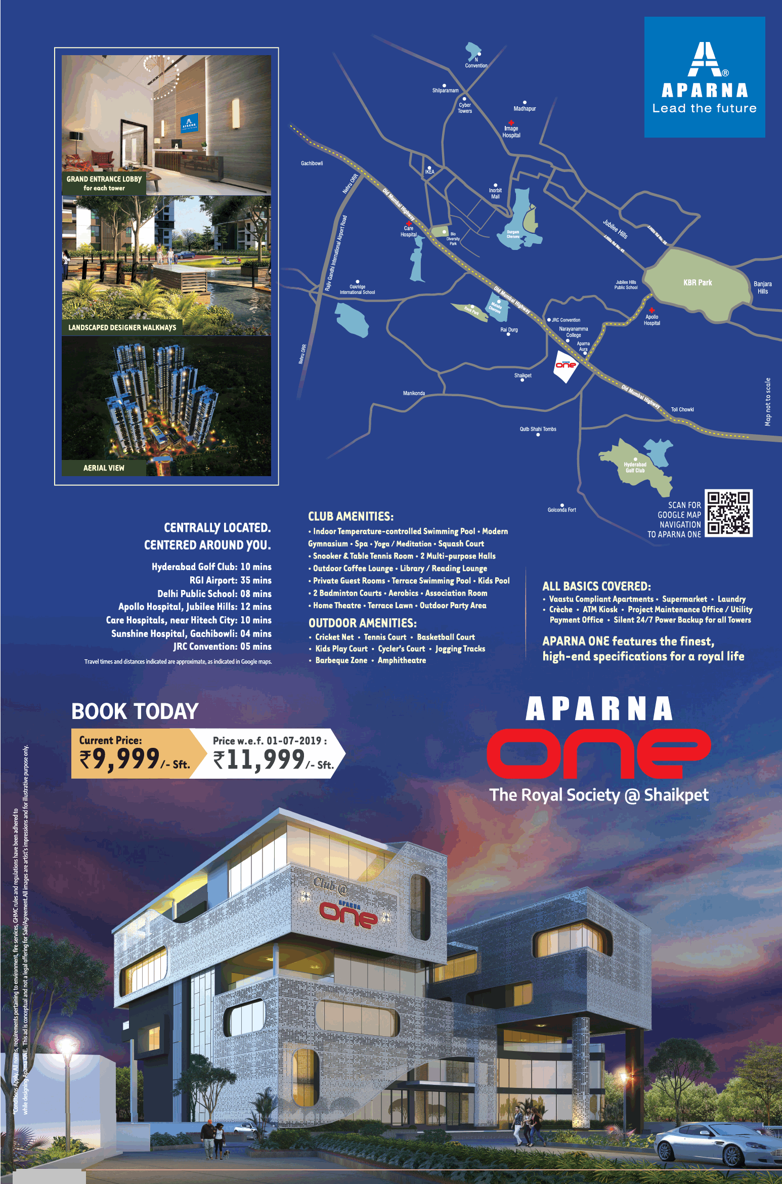 Book royal and luxurious apartment at Aparna One Hyderabad